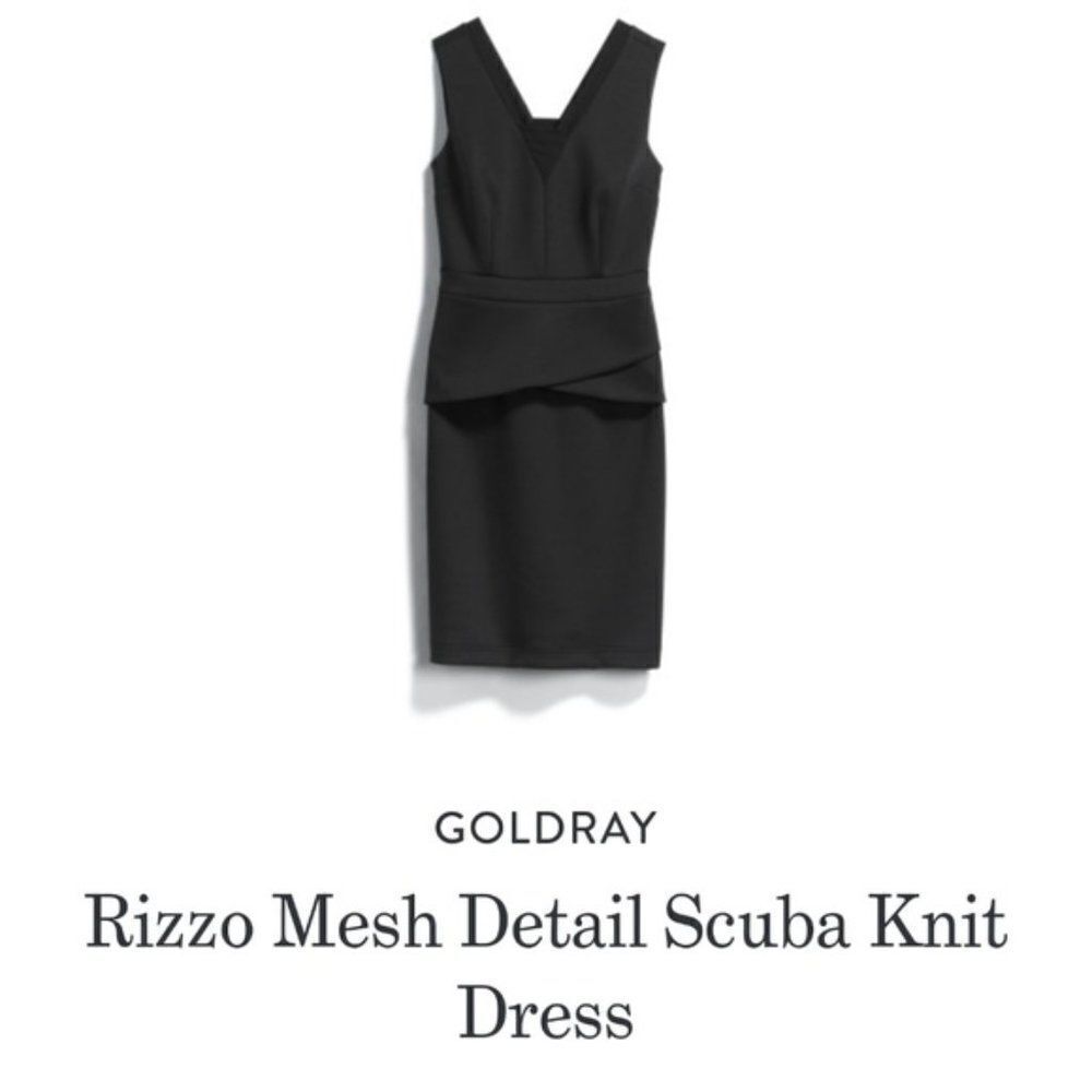 NWT Goldray Rizzo Dress size Small Black Scuba Stretch Peplum Sleeveless V-Neck